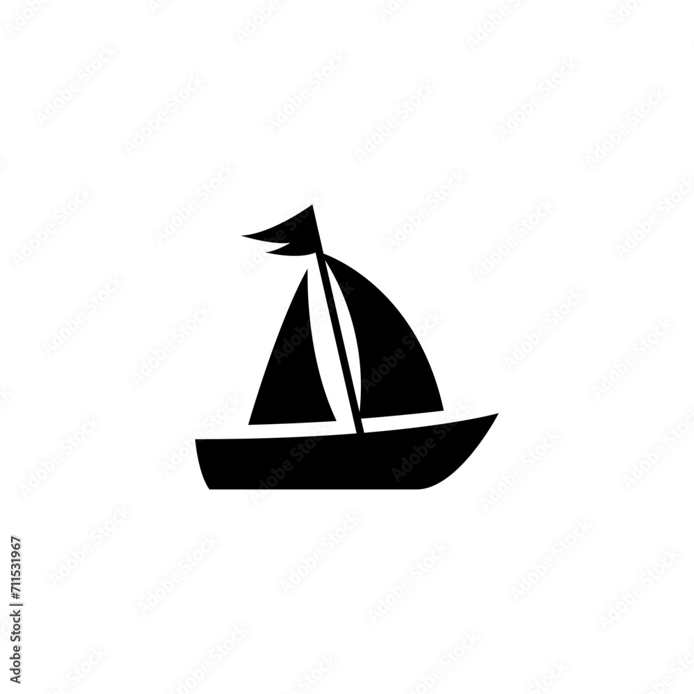 Sail boat icon. Ship icon. Flat vector illustration.
