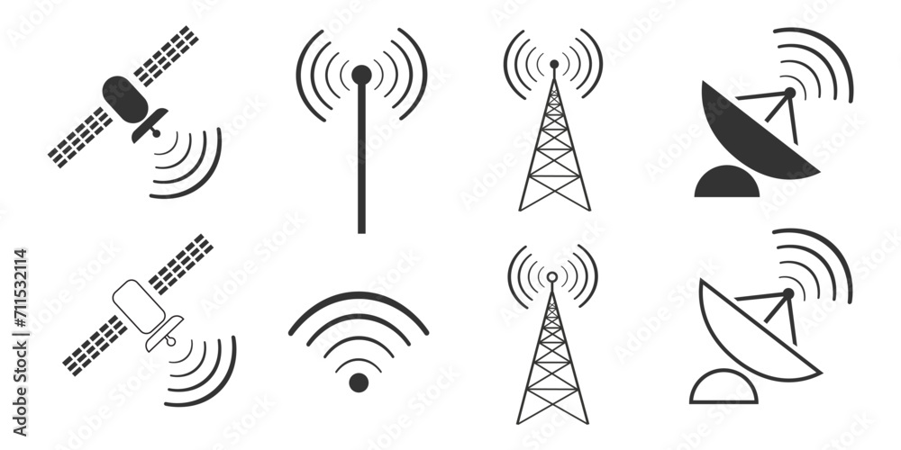 Wireless satellite technology set sembol icon vector ilustration. - obrazy, fototapety, plakaty 
