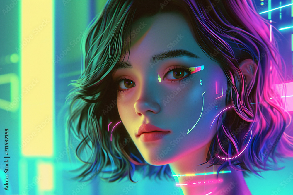Obraz premium Human portrait game background style 3d stylish illustration
