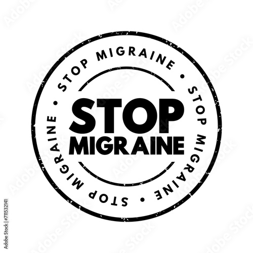 Stop Migraine text stamp, health concept background