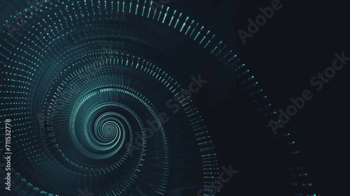 Dark Tech Fibonacci Spiral Lights And Waves Infinte Zoom. Copy paste area for texture  photo