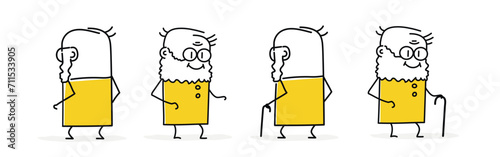 Stick figures set, back view, front view.