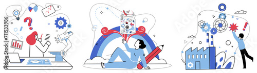 Brainstorming session vector illustration. A brainstorming session is spring where waters creativity gush forth, quenching thirst for new ideas Ideas blossom like flowers in field thought during