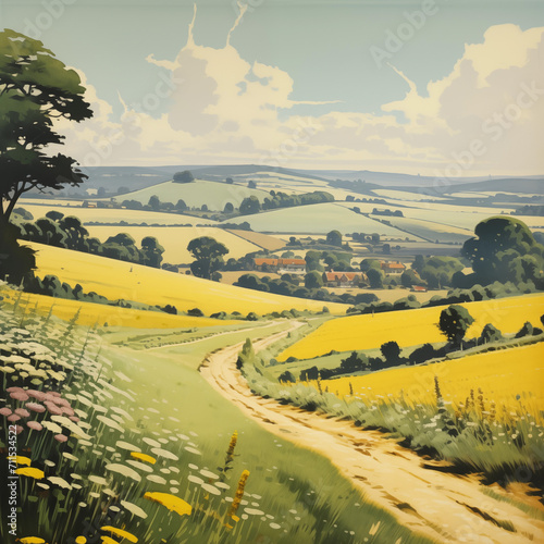 Tourist Countryside Vintage Style Illustration