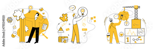 Conceptual innovation vector illustration. Conceptual innovation metaphorically dances with creativity in ballet success Intelligence and conceptual innovation are guiding stars in galaxy ideas