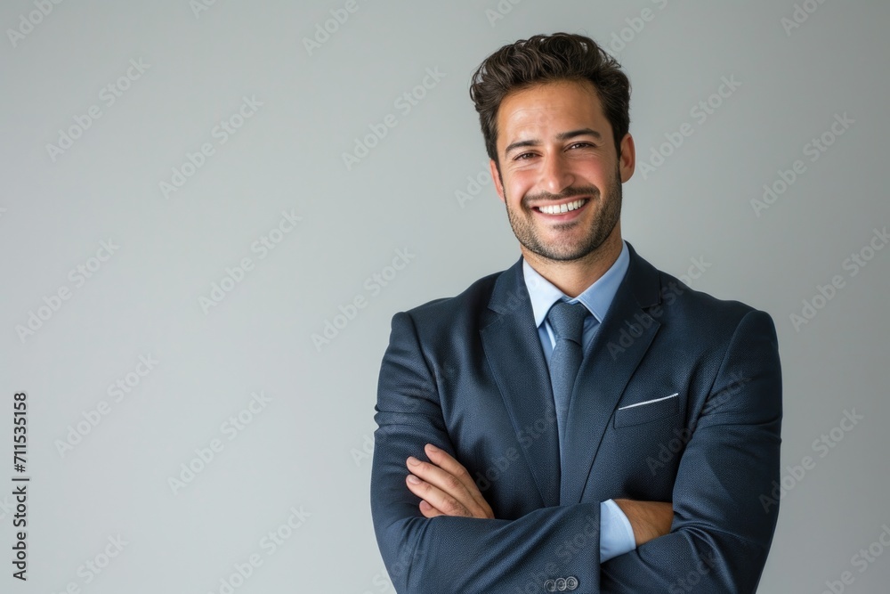 Businessman smiling with arms crossed on white background Businessman smiling with arms crossed on white background