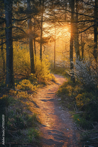 Serene Path Through Woodland., spring art