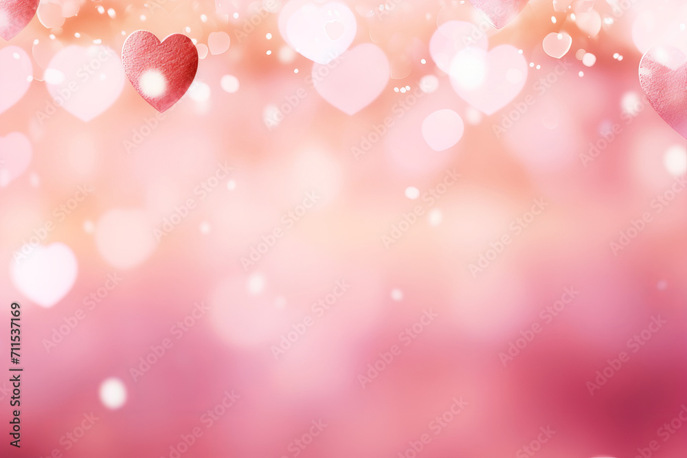 Valentine's Day background: pink hearts in bokeh style. Ideal for festive celebrations. AI Generative. Valentine's Day background: pink hearts in bokeh style. Ideal for festive celebrations. AI Generative.