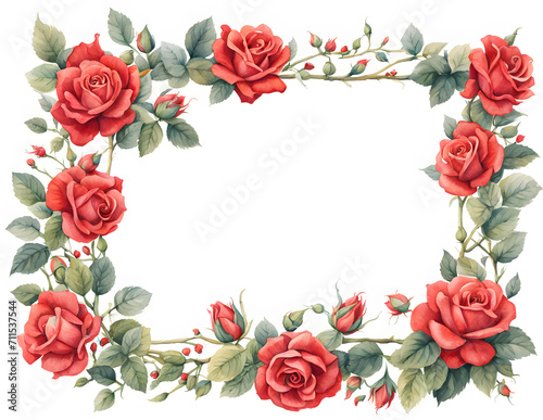 tiny-red-roses-arranged-in-a-minimalist-floral-frame-watercolor-illustration