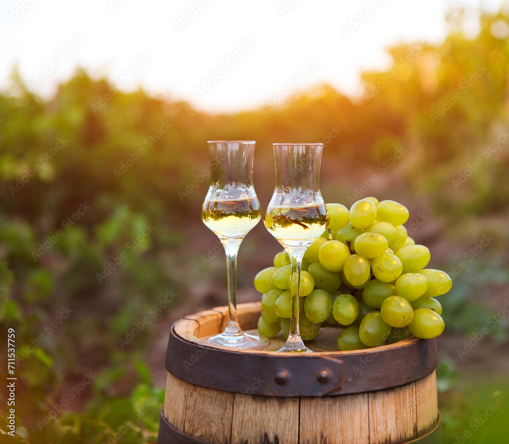 white wine and grapes