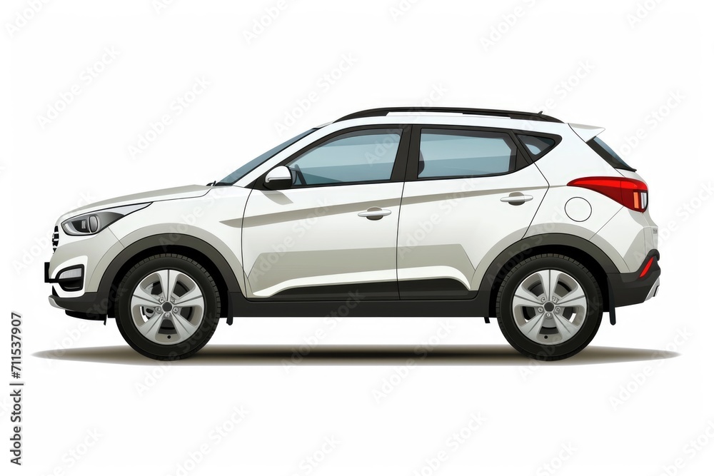 isolated simple and metallic suv car on white background that easily removable. - obrazy, fototapety, plakaty 
