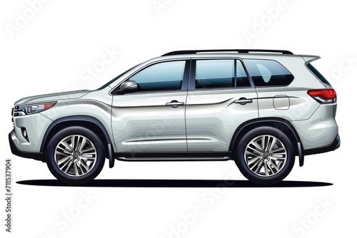 isolated simple and metallic suv car on white background that easily removable.