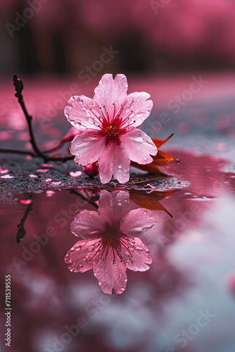 Cherry Blossom Reflection, spring art