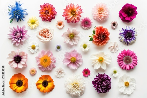 Colorful flower collection on white background. © darshika