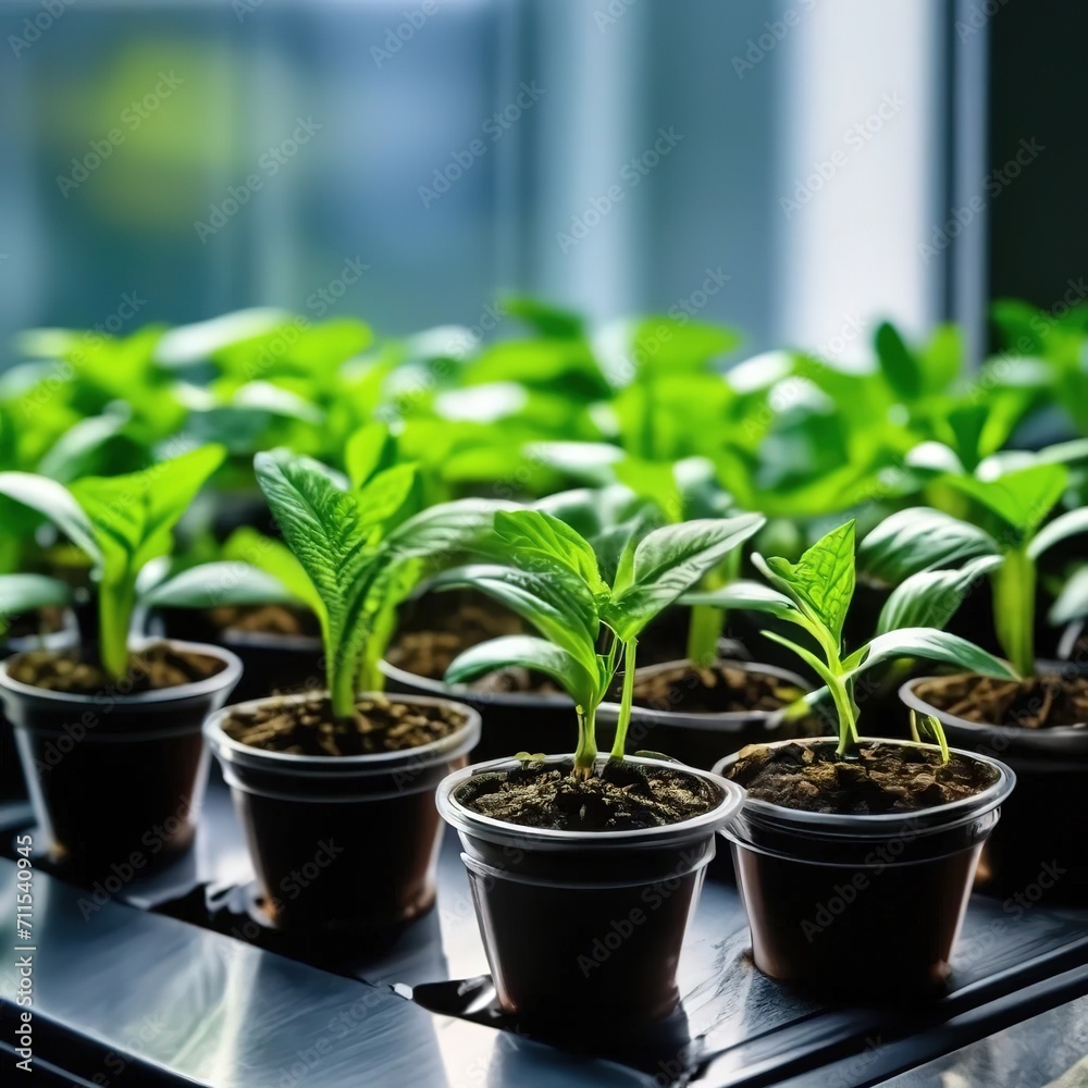 vegetable seedlings. green sprouts. gardening.