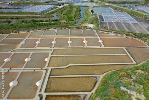 Vue aérienne de Marais salants à Guérande