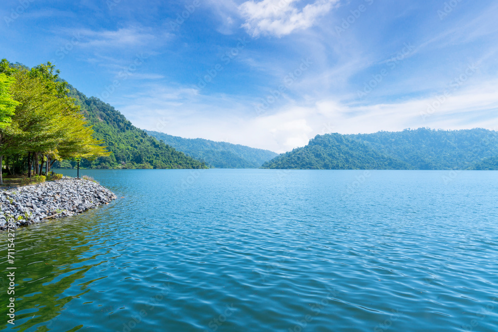 Scenery of Lake and big mountain with blue sky. Scenery of Lake and big mountain with blue sky.