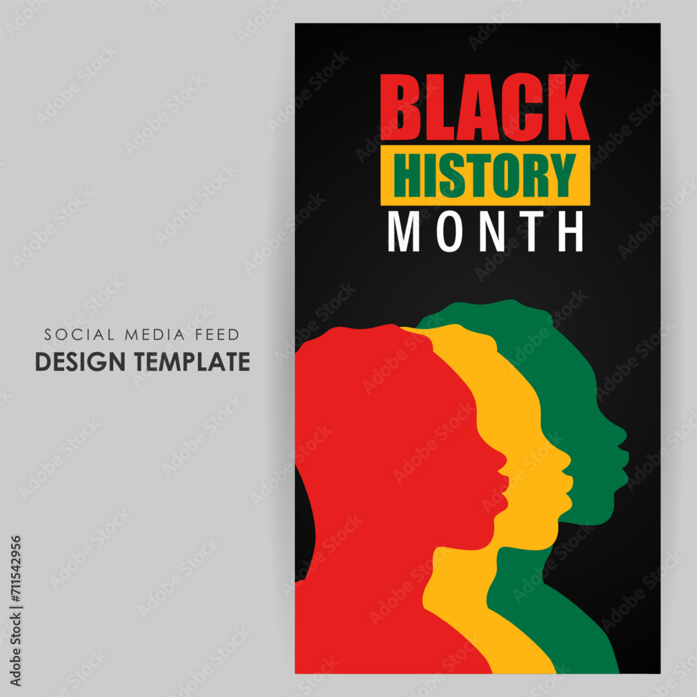 Vector illustration of Happy Black History Month social media feed template