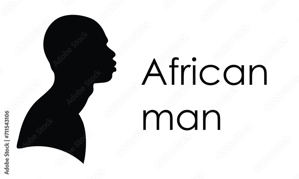 Head silhouette of a black man. 