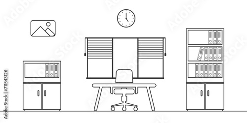 Apartment interior icon. Living room design. Line design vector ilustration. 