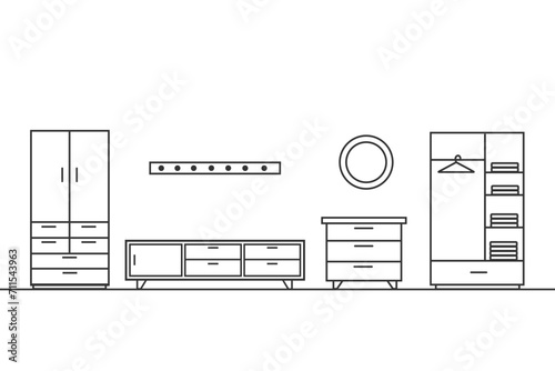 Apartment wardrobe interior icon. Living room 
line symbol design vector ilustration.