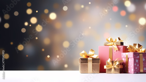 Gift box background with copy space for Christmas gifts, holiday or birthday © Derby