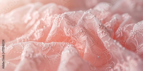 A close up of a pink dress with delicate lace details. Perfect for fashion magazines and online clothing stores photo