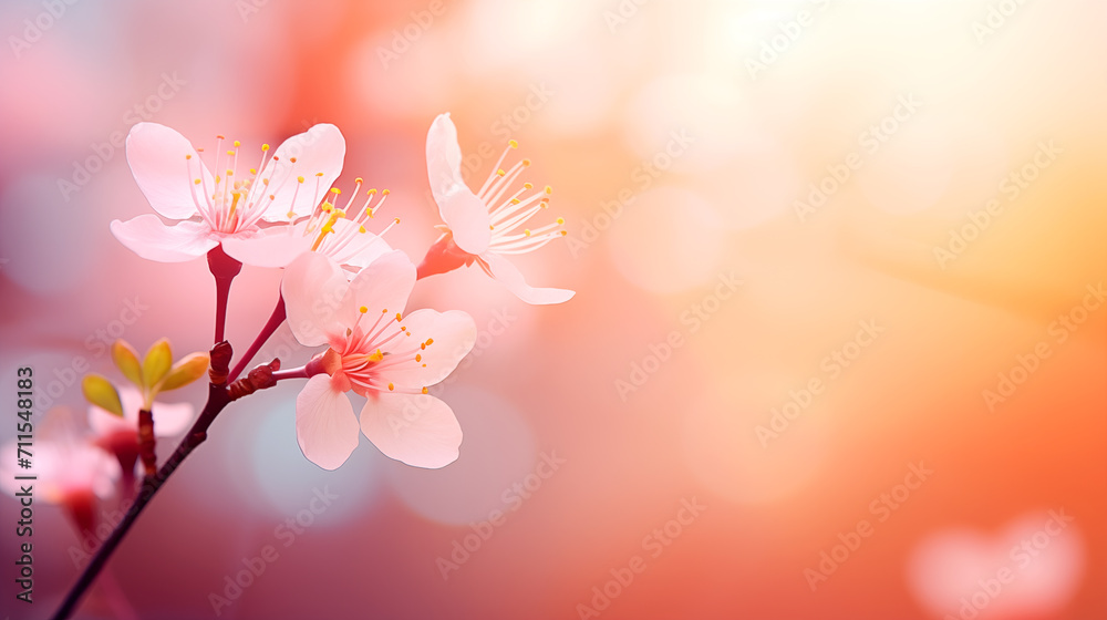 Spring apple tree flowers banner background with defocused sunlight Spring apple tree flowers banner background with defocused sunlight