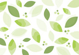 緑色の葉と幾何学模様の背景