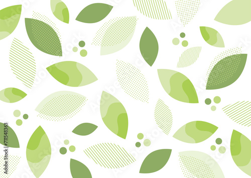 緑色の葉と幾何学模様の背景