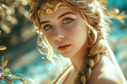 Woman in the Goddess Ancient Greece Beauty Style - Beautiful Goddess Girl Background created with Generative AI Technology