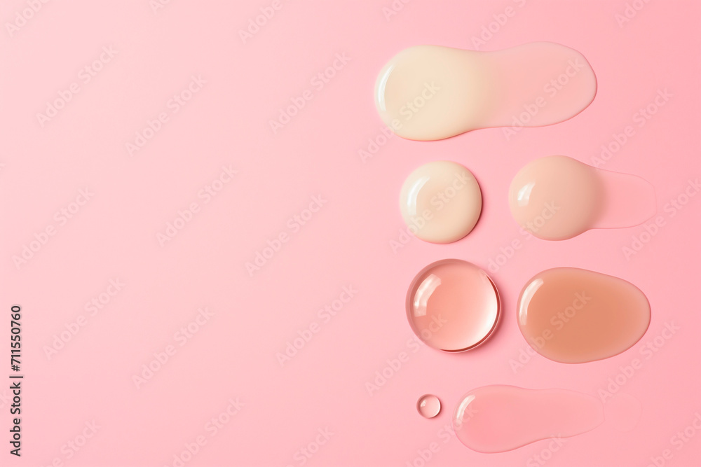 Cosmetic smear cream gel serum texture on pink pastel background Cosmetic smear cream gel serum texture on pink pastel background