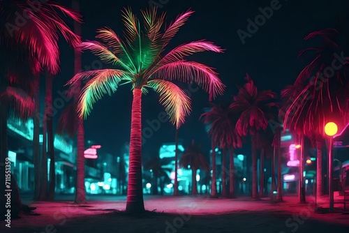 Palm Tree In Light Neon is motion footage for documentary films and cinematic in environment scen © Muhammad