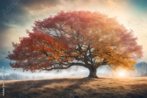 Four season tree, photo manipulation, magical, nature © Muhammad