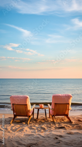 Seaside Relaxation, Soft light, Leading lines, Tranquility, Lounge chair, Couples retreat © Дмитрий Симаков