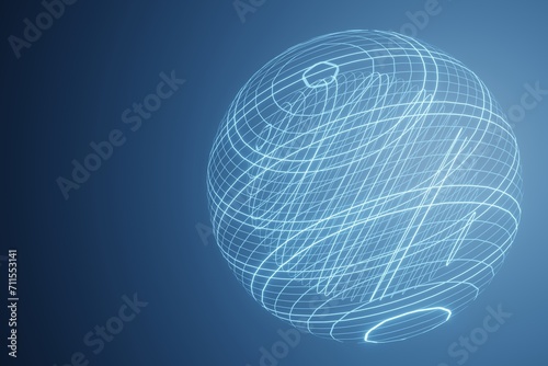 abstract wallpaper or background design, transparent globe with blue lines, backdrop for business banner design, wallpaper for technology business, 3d render