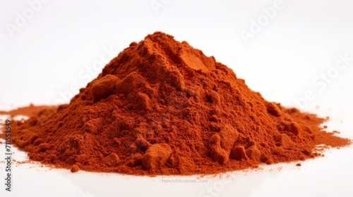 an isolated pile of smoked paprika on a clean white canvas, highlighting the rich and smoky flavor profile of this distinctive spice.