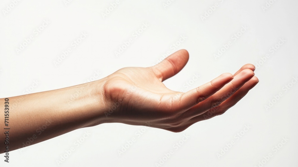 hand offering a gesture of help, white background generative ai - obrazy, fototapety, plakaty 