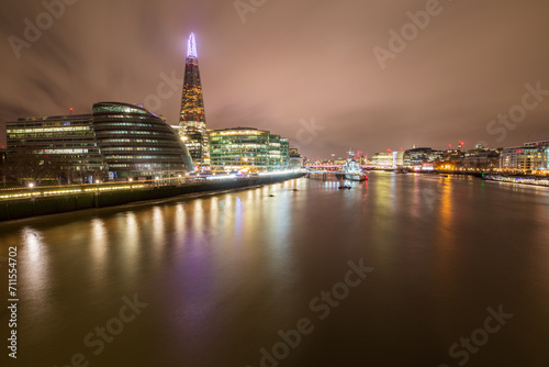 night view from the famous london tower bridge