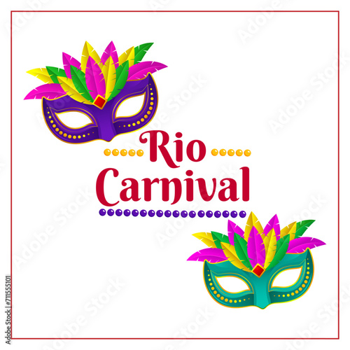 Vector illustration of Carnival in Rio de Janeiro social media feed template