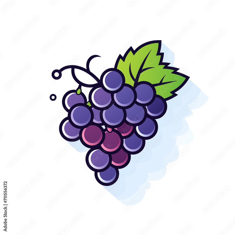 Grapes cartoon icon, jpg, logo art, isolated on white background. Generated AI Grapes cartoon icon, jpg, logo art, isolated on white background. Generated AI