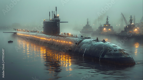 Advanced Submarine Military Technology in Deep Blue Sea - Underwater Surveillance and Defense, Generative Ai