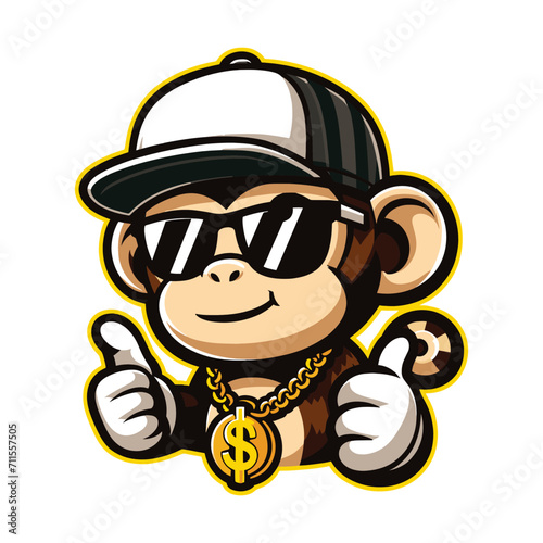 COOL MONKEY MASCOT ILLUSTRATION VECTOR