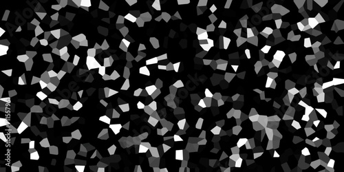 Abstract Light black and White Broken Stained Glass Background. 3d shapes Voronoi diagram Seamless Geometric Retro tiles pattern. Frame confetti texture for holiday, postcard, website, birthday	