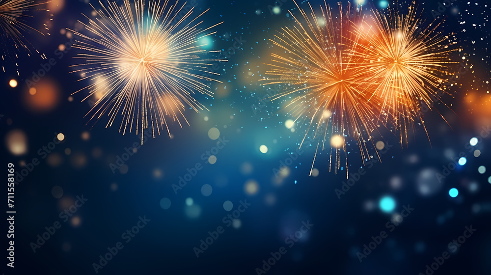 Happy New Year, burning fireworks with bokeh light background Happy New Year, burning fireworks with bokeh light background