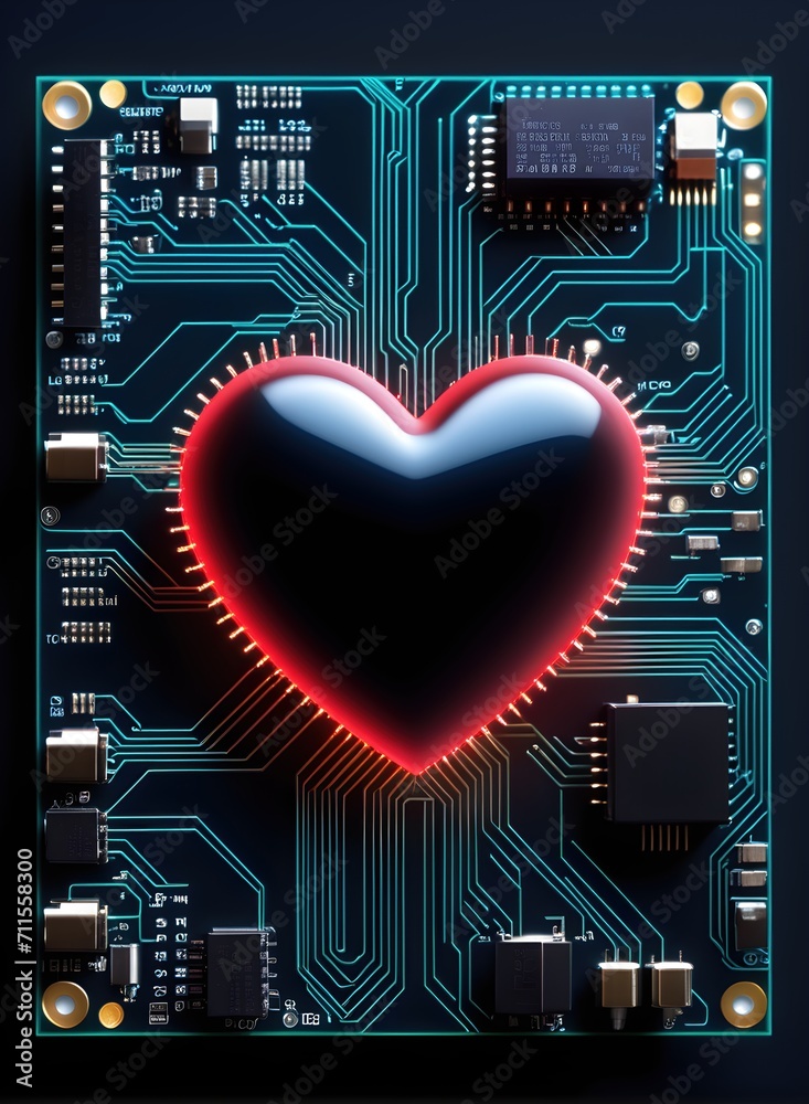 Fototapeta premium Heart-shaped circuit diagram