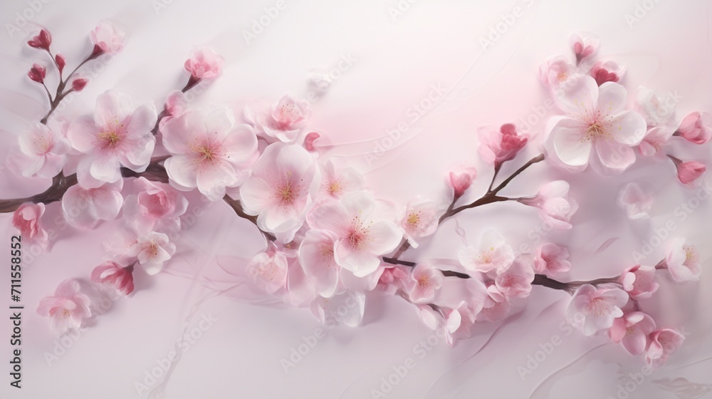 pink blossoms scattered gracefully on a clean white surface, their soft petals creating a visually enchanting scene.