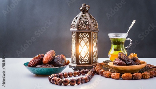 Iftar Illumination: Arabian Lamp, Rosary, Dates, and Lantern Glow