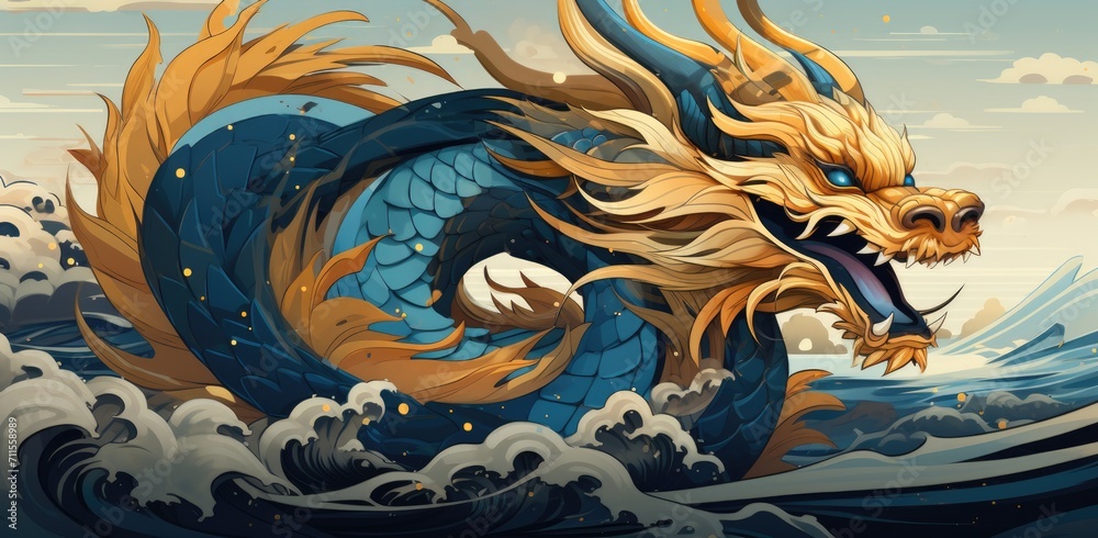 Chinese new year banner Golden dragon