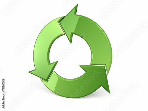 Recycle symbol perspective view (clipping path and isolated on white)